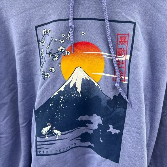 Riot Society Hoodie Mens Large Purple Long Sleeve Pullover Japan